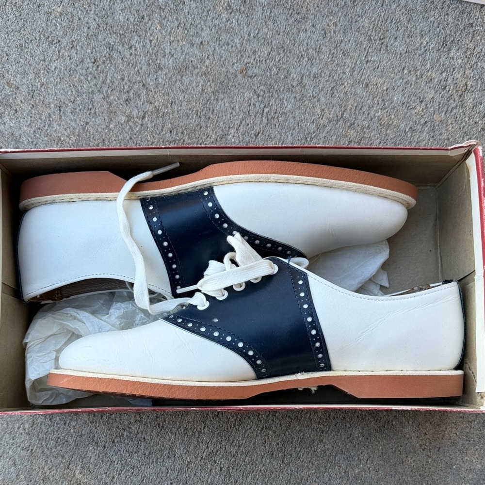 Vintage White and Navy Saddle Shoes